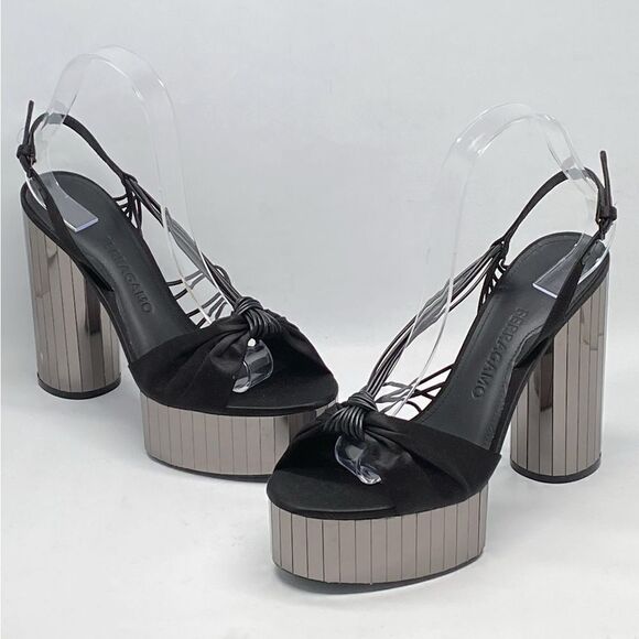 Ferragamo Sabina Mirror Platform High Heel Sandals size 8 - Picture 1 of 16